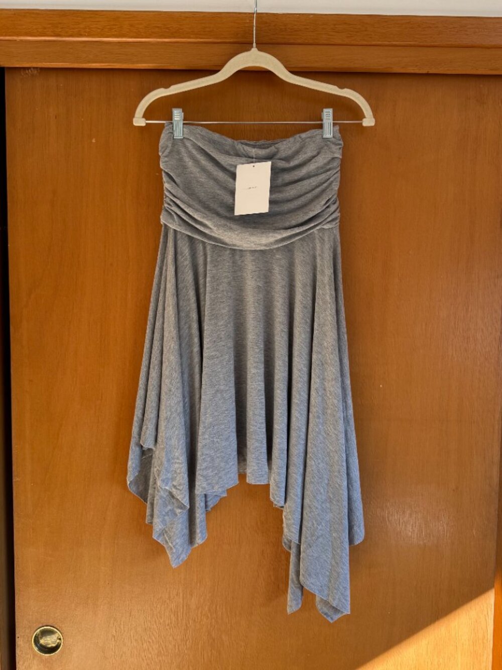 OAK + FORT JERSEY MIDI SKIRT WITH SIDE RUCHING